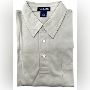 Lands’ End Men’s Large 42-44R Field Khaki Short Sleeve Pique Golf Polo Shirt NWT